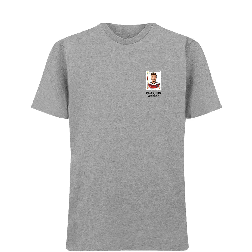 Mario Gotze World Cup t-shirt – grey men's t-shirt featuring the Mario Gotze World Cup Players Couture logo