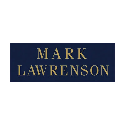 Mark Lawrenson Logo Men's Hoodie – white close-up detail shot of the Mark Lawrenson Players Couture logo design