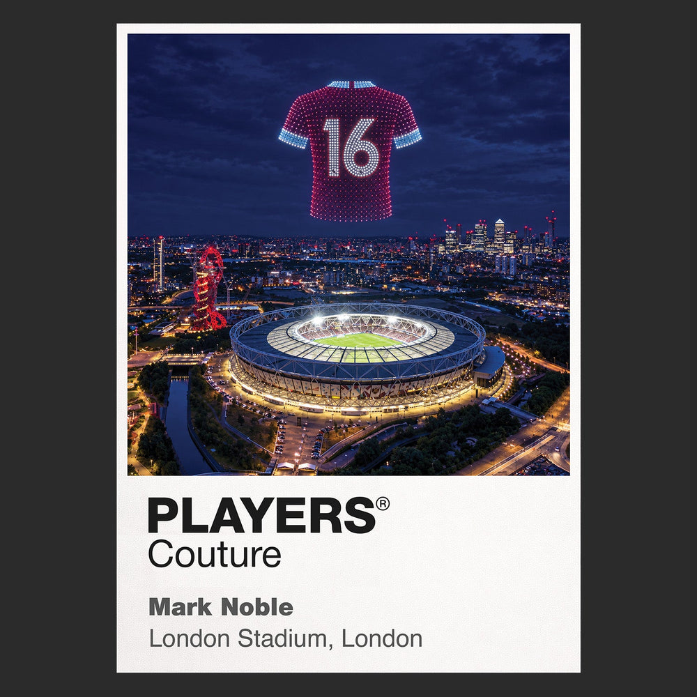 Mark Noble West Ham United number 16 Icons in Lights Frame artwork in black