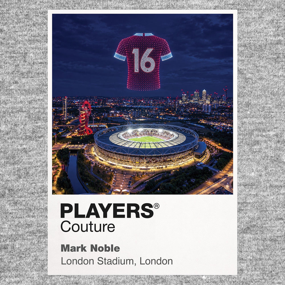 Mark Noble West Ham United number 16 Icons in Lights Frame artwork in grey