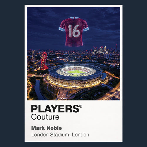 Mark Noble West Ham United number 16 Icons in Lights Frame artwork in navy