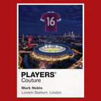 Mark Noble West Ham United number 16 Icons in Lights Frame artwork in red