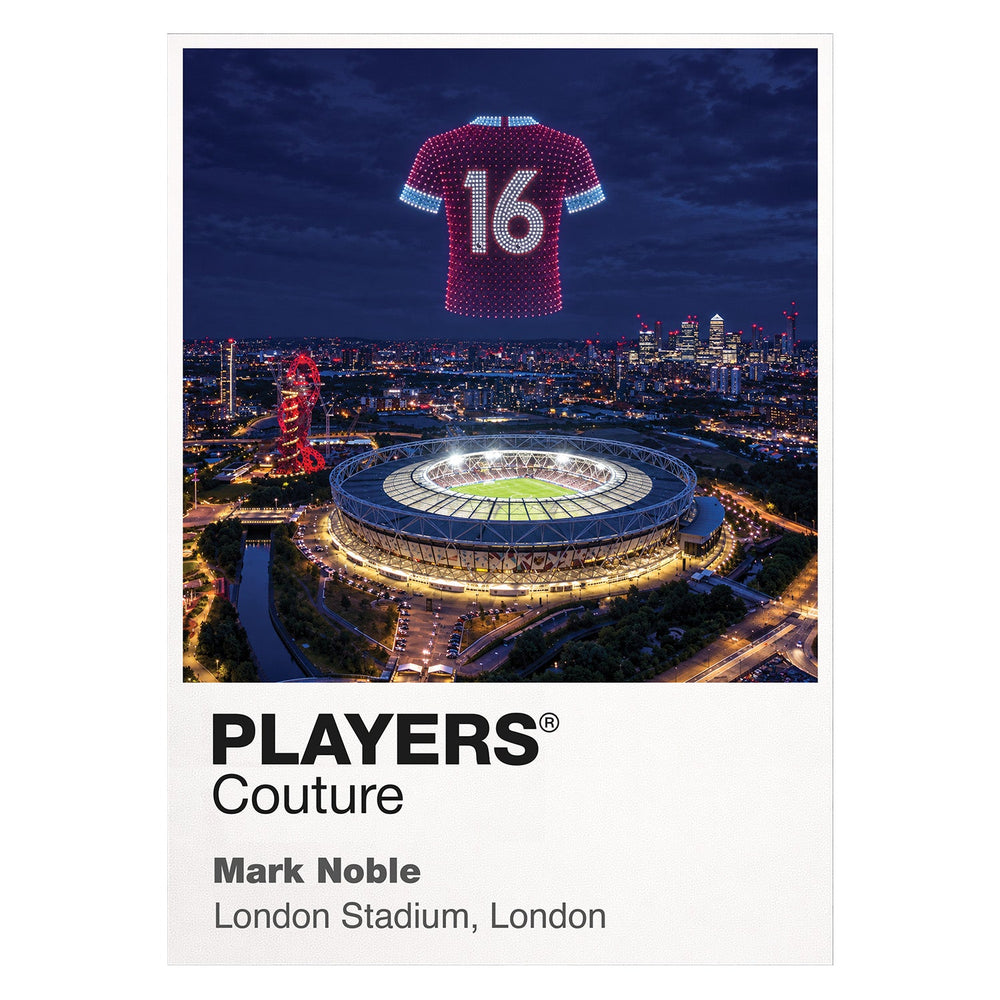 Mark Noble West Ham United number 16 Icons in Lights Frame artwork in white