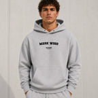 Mark Wood name-print hoodie - grey