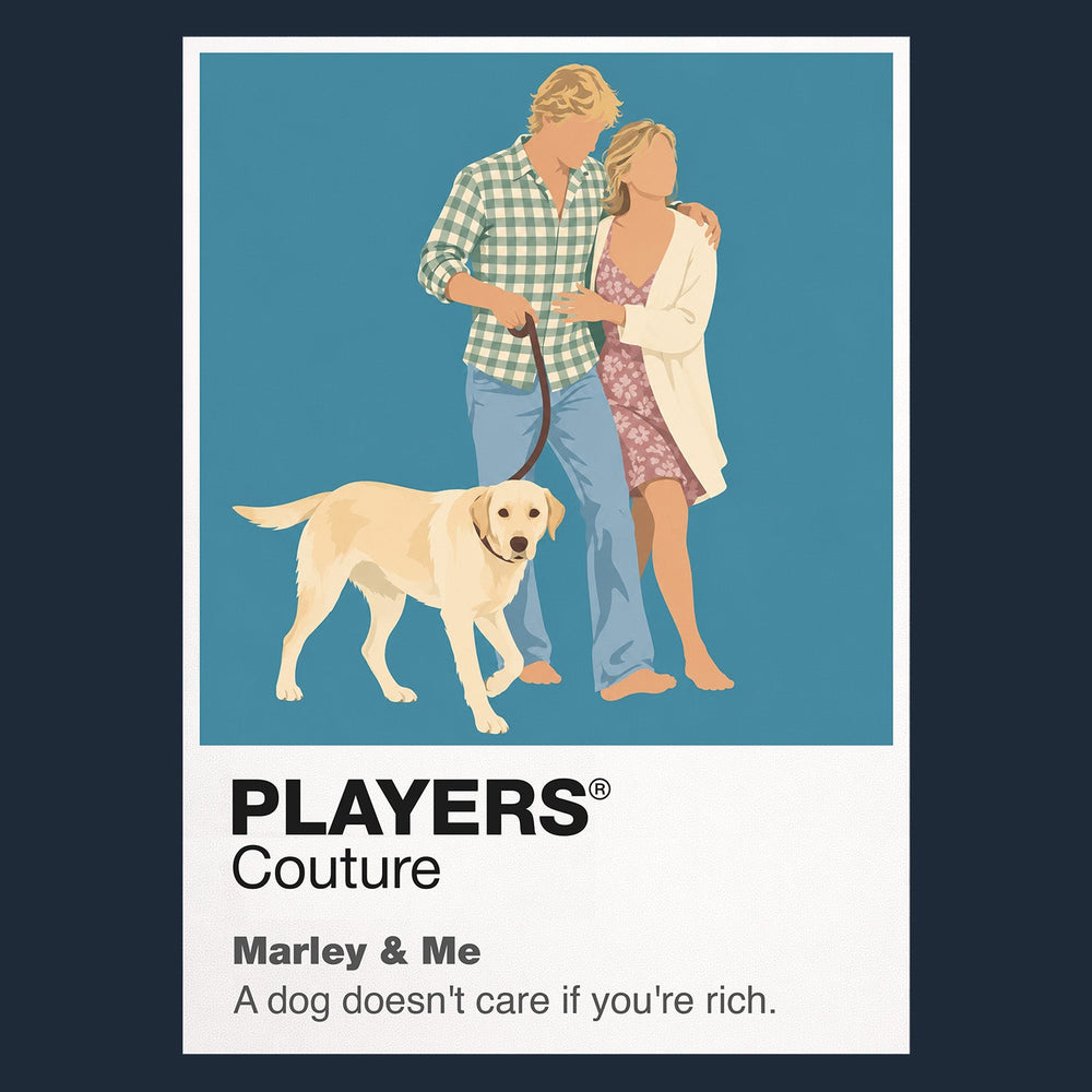 Marley & Me Marley the Labrador racing ahead of John and Jenny through the stages of family life Icon Frame artwork in navy