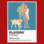 Marley & Me Marley the Labrador racing ahead of John and Jenny through the stages of family life Icon Frame artwork in red