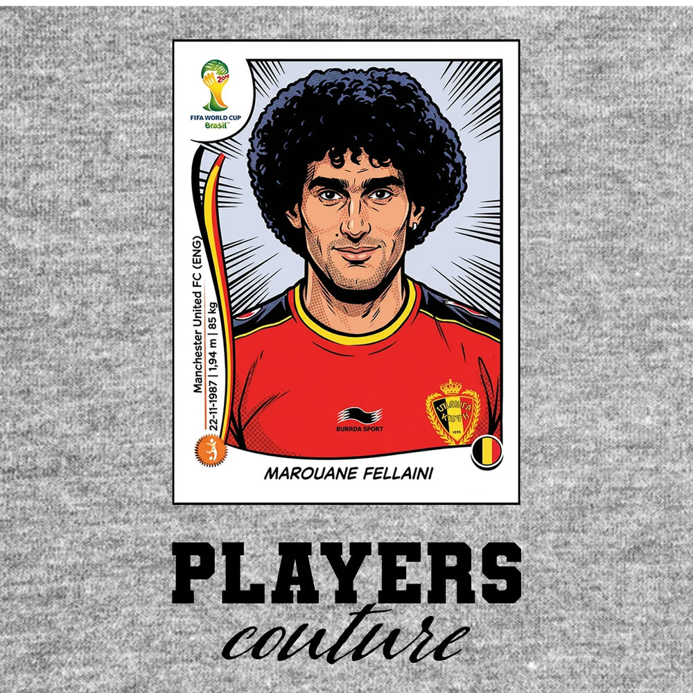 Marouane Fellaini World Cup Sticker Men's T-Shirt – grey close-up detail shot of the Marouane Fellaini World Cup Players
