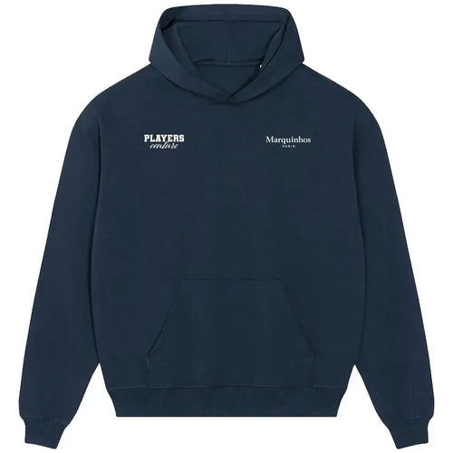 Marquinhos hoodie – navy men's hoodie featuring the Marquinhos Players Couture logo