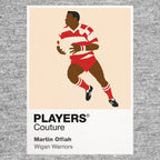 Martin Offiah Wigan Warriors rugby league hoodie grey