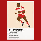 Martin Offiah Wigan Warriors rugby league T-shirt red