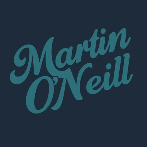 Martin O'Neill Logo Men's Hoodie – navy close-up detail shot of the Martin O'Neill Players Couture logo design
