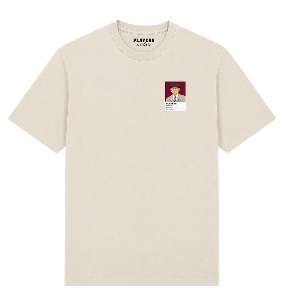 Martin Pipe horse racing T-shirt – mens stone tshirt view