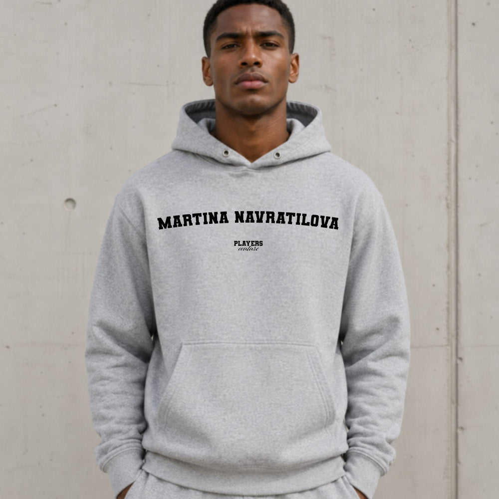 Martina Navratilova name-print hoodie - grey