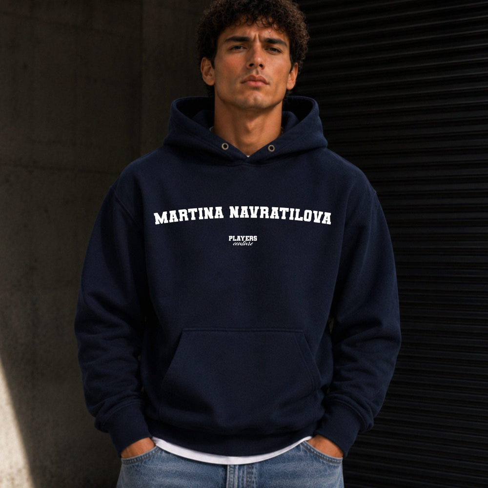 Martina Navratilova name-print hoodie - navy