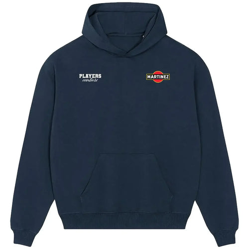 Martinez hoodie – navy men's hoodie featuring the Martinez Players Couture logo