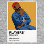 Marvin Gaye Marvin Gaye's elegant Motown and seventies soul performance identity Icon Frame artwork in grey