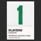 Masters Caddy 1 Jersey Frame Men's T-Shirt – black close-up detail shot of the Masters Caddy 1 Players Couture logo design