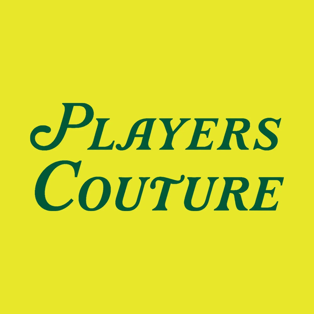 Golf Script hoodie – yellow men's hoodie featuring the Golf Script Players Couture logo