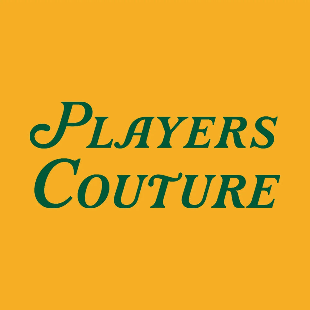 Golf Script Logo Men's T-Shirt – close-up detail shot of the Golf Script Players Couture logo design