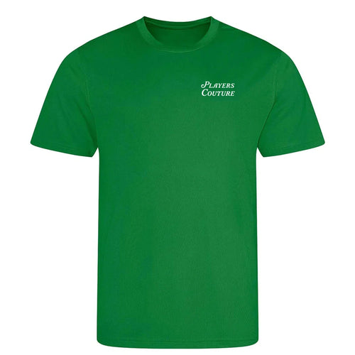 Golf Script t-shirt – green men's t-shirt featuring the Golf Script Players Couture logo