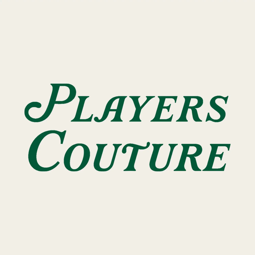 Golf Script Logo Men's T-Shirt – close-up detail shot of the Golf Script Players Couture logo design