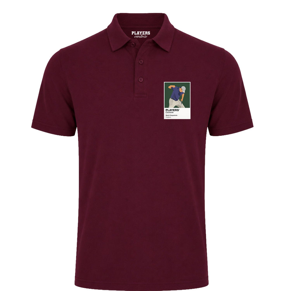 Matt Fitzpatrick Golf Icon Frame Men's Polo Shirt - Burgundy