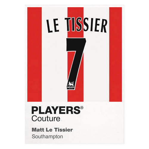 Matt Le Tissier 7 Football Shirt Frame Men's T-Shirt in White - Players Couture Fan Apparel