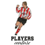 Matt Le Tissier Badge Men's Hoodie – white close-up detail shot of the Matt Le Tissier Players Couture logo design