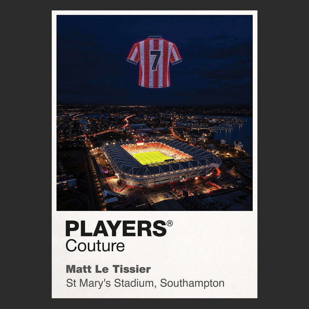Matt Le Tissier Southampton number 7 Icons in Lights Frame artwork in black