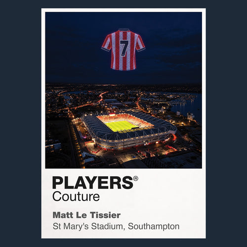 Matt Le Tissier Southampton number 7 Icons in Lights Frame artwork in navy