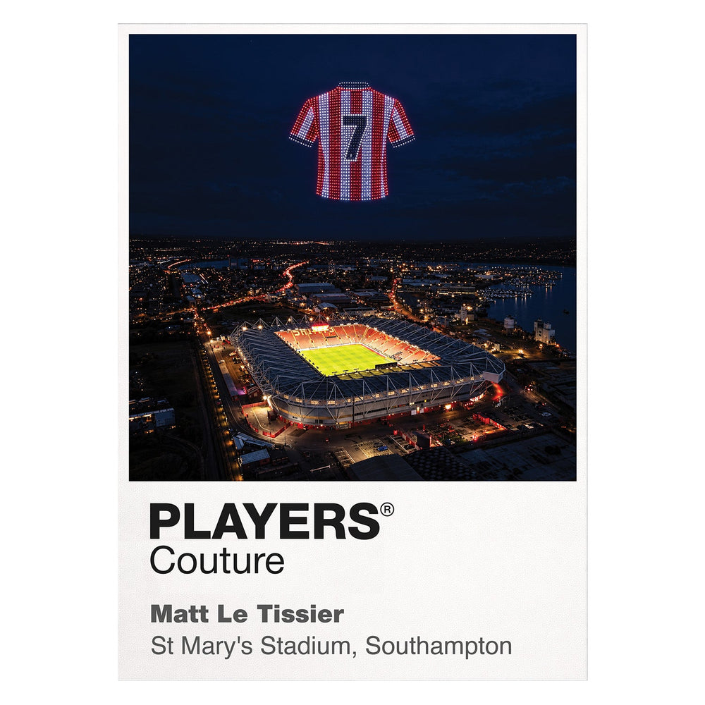 Matt Le Tissier Southampton number 7 Icons in Lights Frame artwork in white