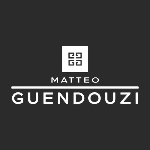 Matteo Guendouzi Logo Men's T-Shirt – black close-up detail shot of the Matteo Guendouzi Players Couture logo design