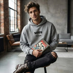 Maus hoodie – navy men's hoodie with white Maus letters and Players Couture logo on the chest