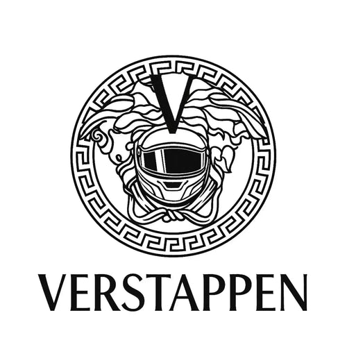 Max Verstappen Logo Men's Hoodie – white close-up detail shot of the Max Verstappen Players Couture logo design