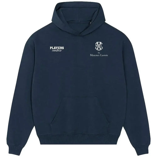 Maxence Lacroix hoodie – navy men's hoodie featuring the Maxence Lacroix Players Couture logo