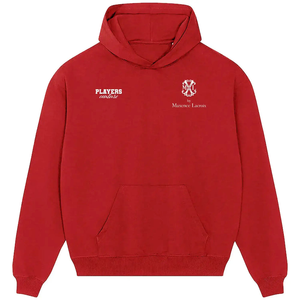Maxence Lacroix Logo Players Couture Men's Casual Hoodie - Red / S | Crystal Palace, Fashion Collection, Football, France, Hoodies, Men's, Volume 1, Wolfsburg