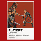 Maximus Decimus Meridius Maximus raising sword and shield in the arena as commander, gladiator and avenging father Icon Frame artwork in red