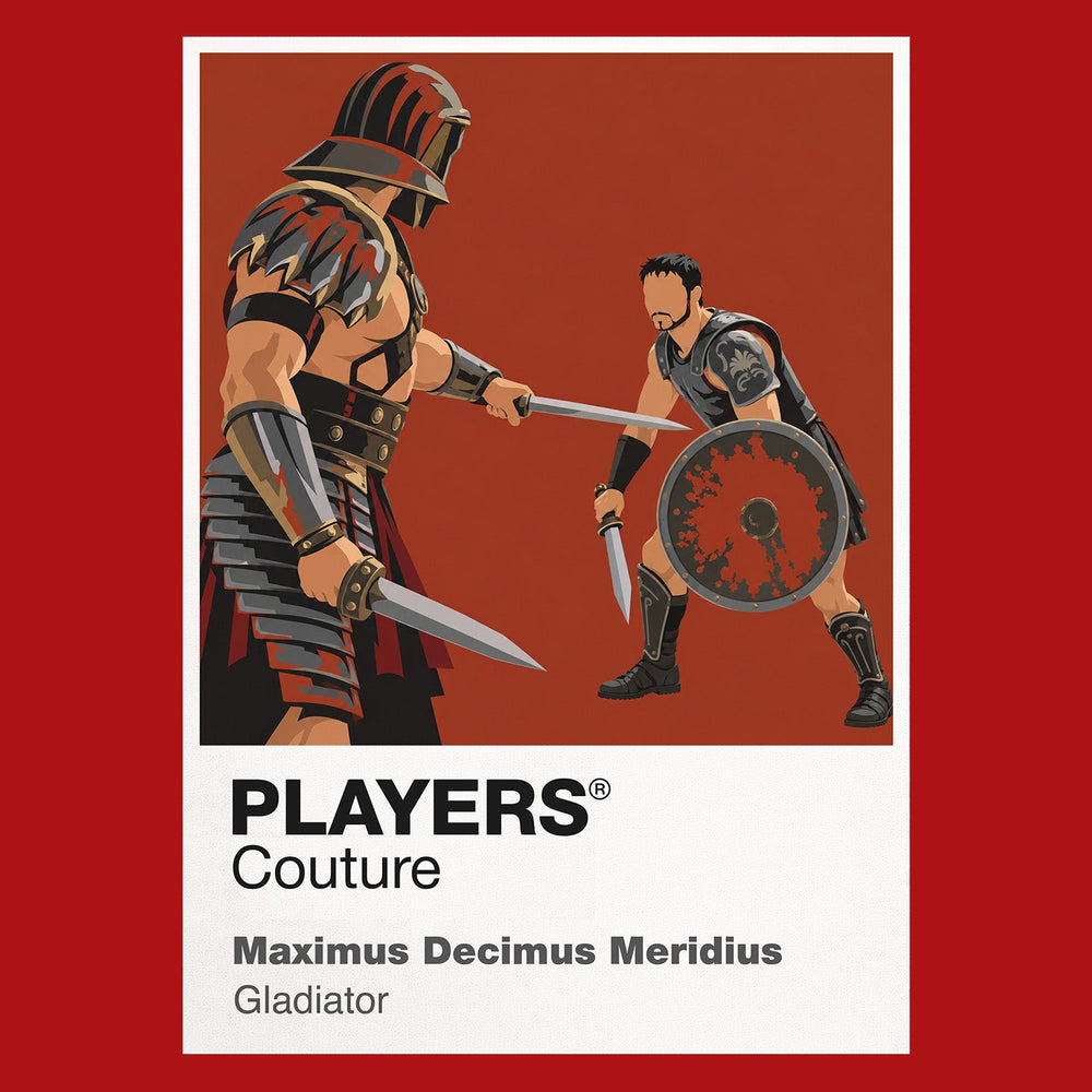 Maximus Decimus Meridius Maximus raising sword and shield in the arena as commander, gladiator and avenging father Icon Frame artwork in red