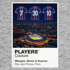 Mbappe Messi and Neymar PSG Icons in Lights Frame artwork in grey