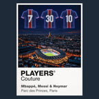 Mbappe Messi and Neymar PSG Icons in Lights Frame artwork in navy