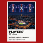 Mbappe Messi and Neymar PSG Icons in Lights Frame artwork in red