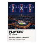 Mbappe Messi and Neymar PSG Icons in Lights Frame artwork in white