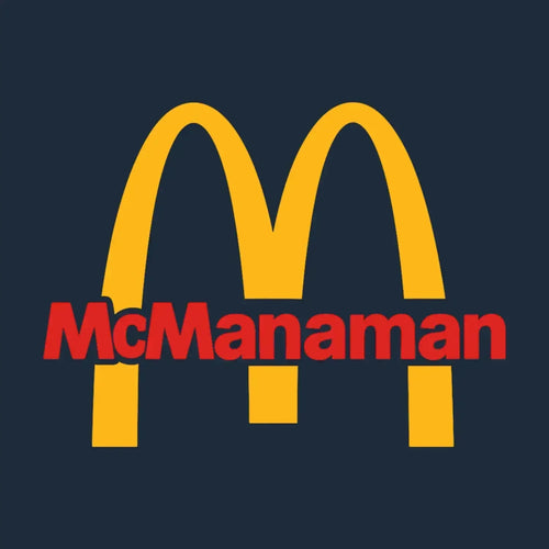 Steve McManaman Logo Men's T-Shirt – navy close-up detail shot of the Steve McManaman Players Couture logo design