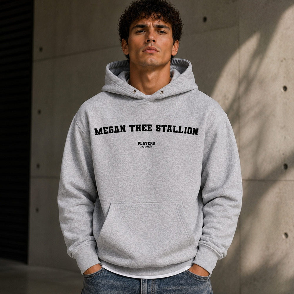 Megan Thee Stallion name-print hoodie - grey