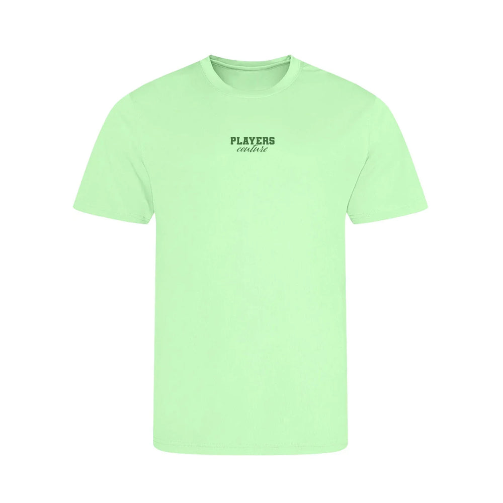 Essentials Collection t-shirt – green kids' t-shirt with white Essentials Collection letters and Players Couture logo on the