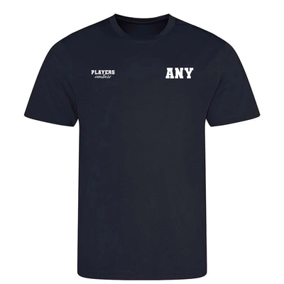 Custom Create Any Initials t-shirt – white men's t-shirt with black Custom Create Any Initials letters and Players Couture