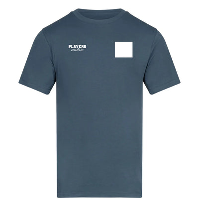 Custom Upload Your Logo Men's Cotton T-Shirt – close-up detail shot of the Custom Upload Your Players Couture logo design