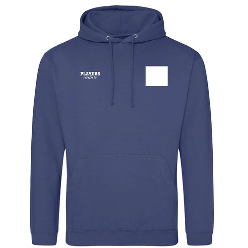 Custom Upload Your Logo Men's Classic Hoodie – close-up detail shot of the Custom Upload Your Players Couture logo design