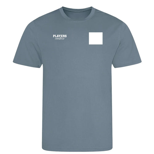 Custom Upload Your Logo Men's Sports T-Shirt – close-up detail shot of the Custom Upload Your Players Couture logo design