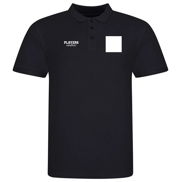Custom Upload Your Logo  Essentials Men's Cotton Pique Polo Shirt – close-up detail shot of the Custom Upload Your Players